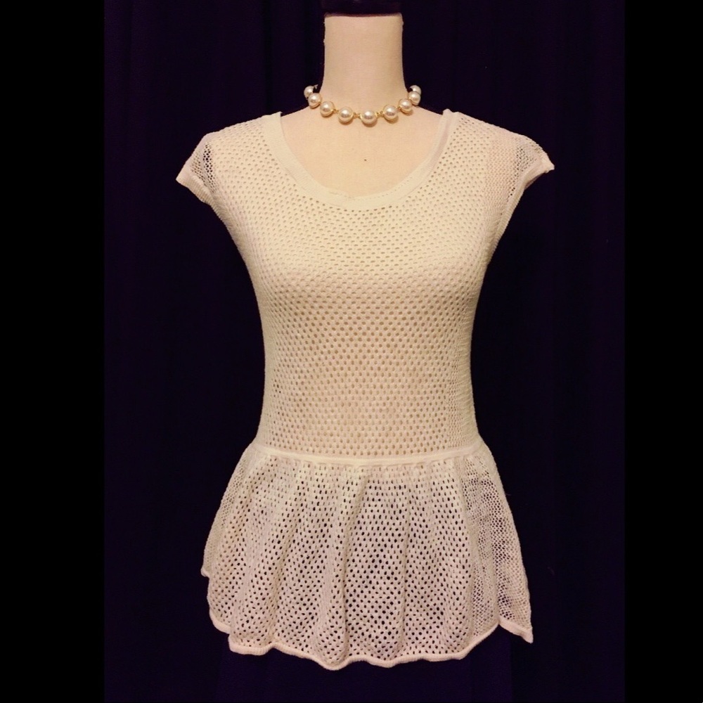 American Eagle Open Stitch Peplum Top NWOT